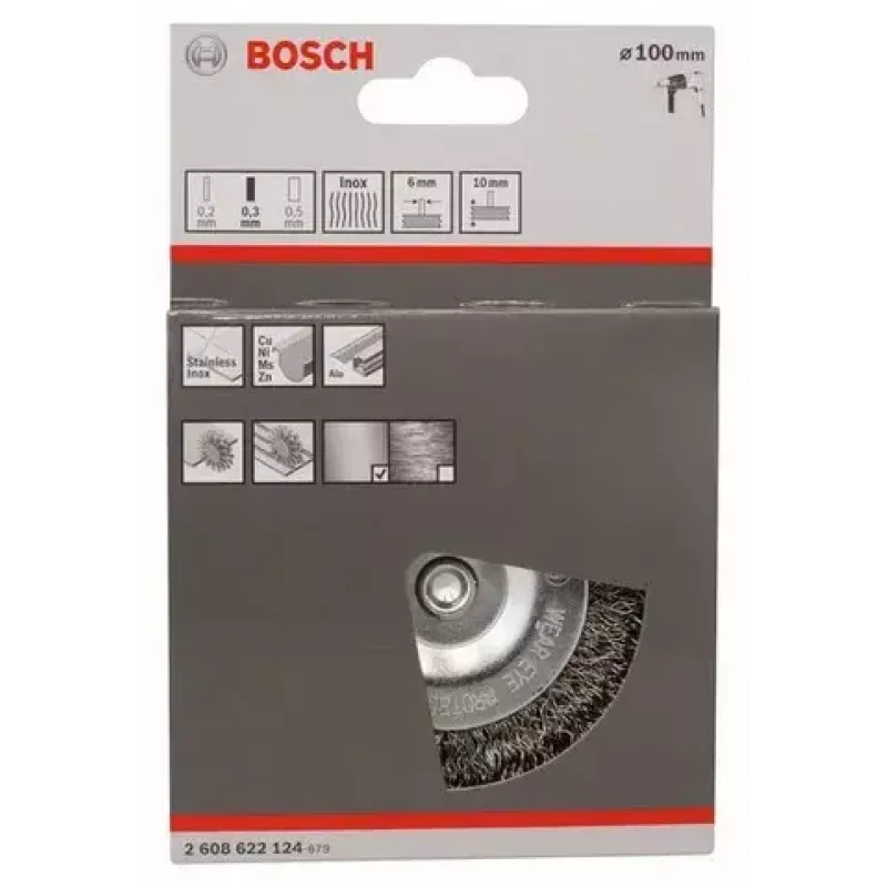 Draadborselwiel Bosch 2 608 622 124 10 cm schachtdiameter 6 mm