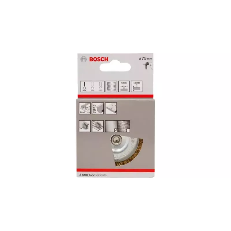 Bosch 2608622009 schijfborstel, Ø 75 mm, gemessingd staaldraad