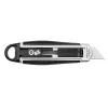 WEDO 78820 cuttermes voor linkshandigen, trapeziumvormig mes, metalen behuizing, incl. 2 mesjes, zwart/zilver