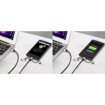 USB-kabel Renkforce RF-4600467 0,5m USB A USB C/Micro-USB B/Lightning grijs