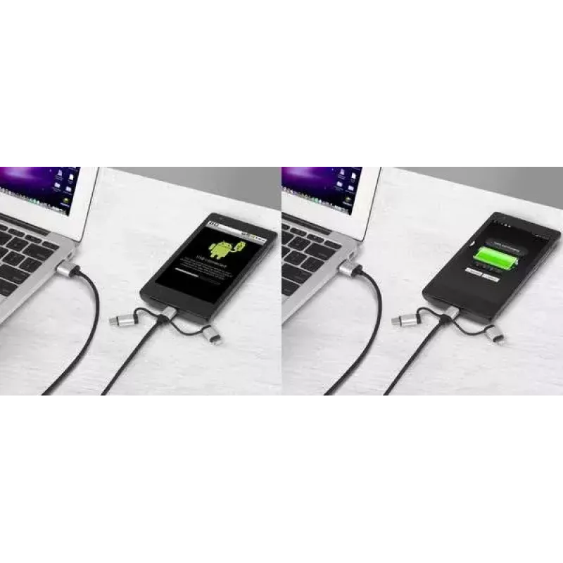 USB-kabel Renkforce RF-4600467 0,5m USB A USB C/Micro-USB B/Lightning grijs