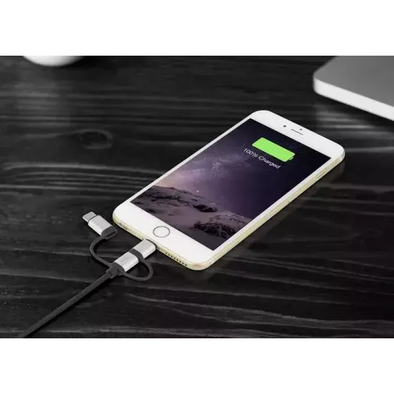 USB-kabel Renkforce RF-4600467 0,5m USB A USB C/Micro-USB B/Lightning grijs