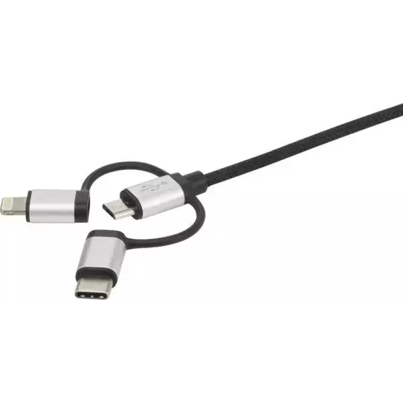 USB-kabel Renkforce RF-4600467 0,5m USB A USB C/Micro-USB B/Lightning grijs