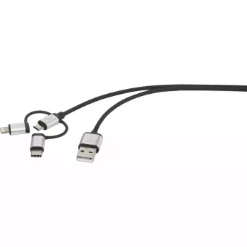 USB-kabel Renkforce RF-4600467 0,5m USB A USB C/Micro-USB B/Lightning grijs