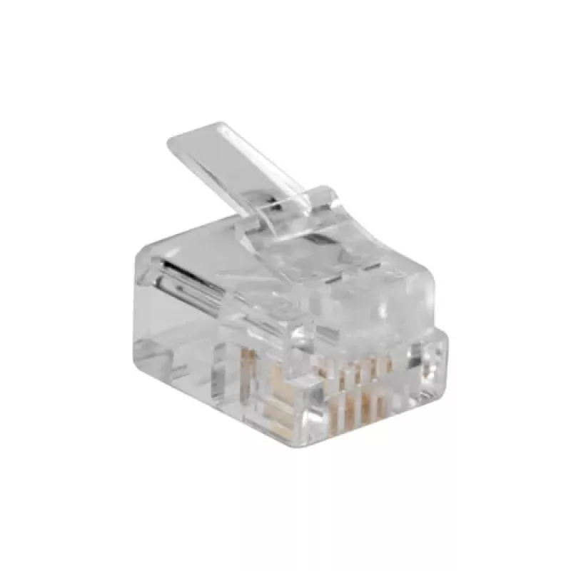 ACT RJ11 (6P/4C) modulaire stekker voor ronde kabel met soepele aders