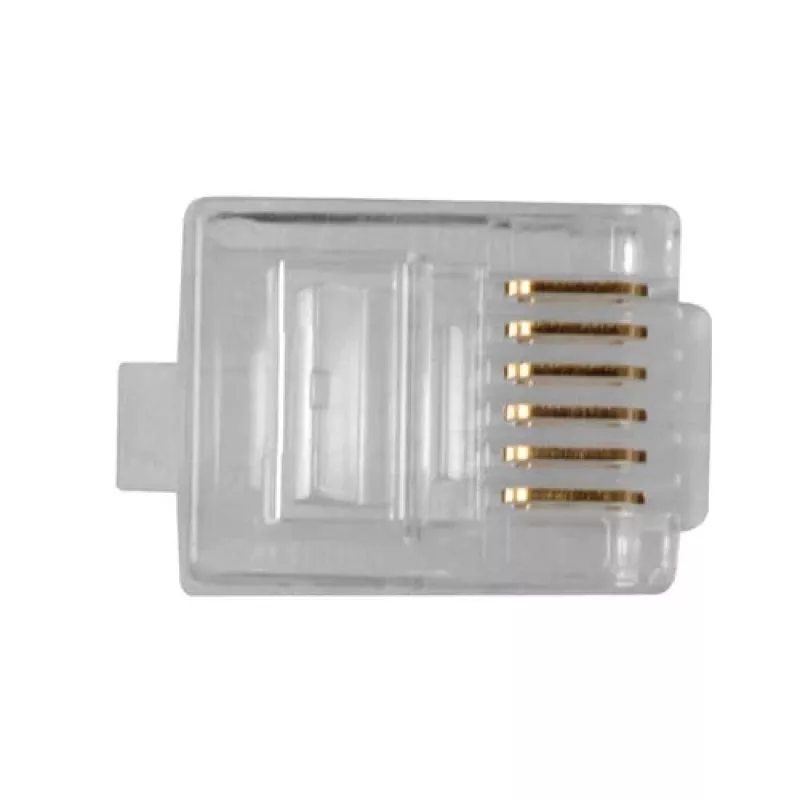 Modulaire connector Intronics RJ-12 M TD106M ACT ronde kabel massieve ader in zak 25 stuks