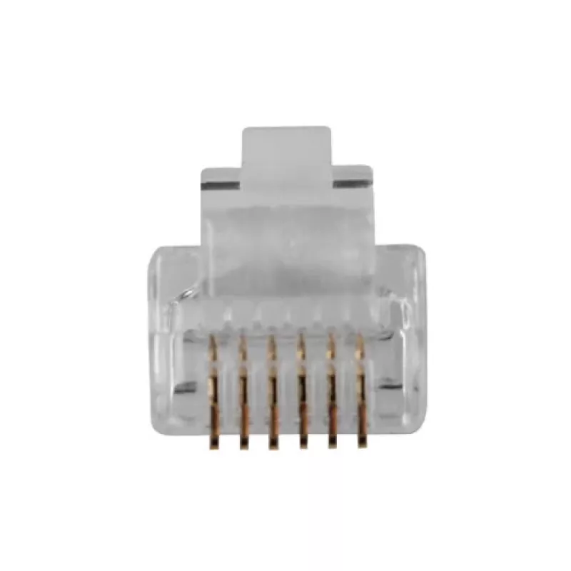 Modulaire connector Intronics RJ-12 M TD106M ACT ronde kabel massieve ader in zak 25 stuks
