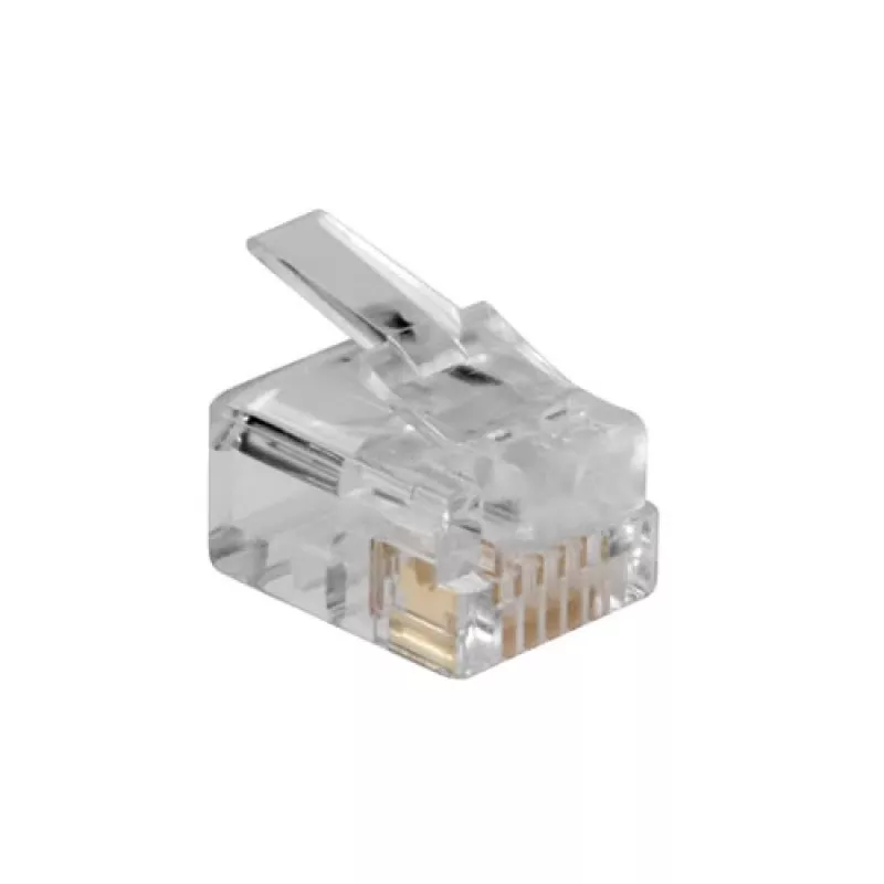 Modulaire connector Intronics RJ-12 M TD106M ACT ronde kabel massieve ader in zak 25 stuks