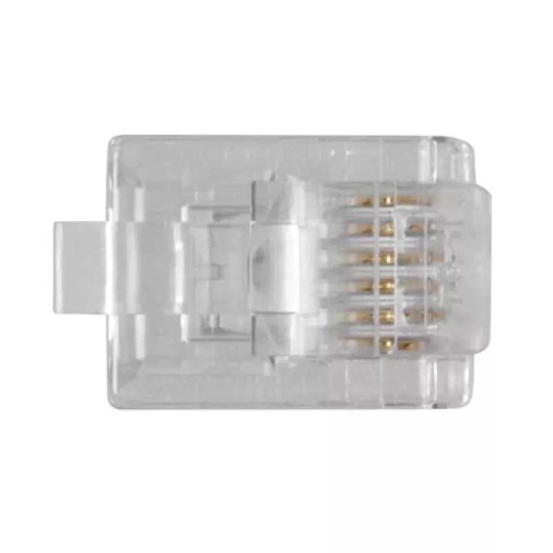 Modulaire connector Intronics RJ-12 M TD106M ACT ronde kabel massieve ader in zak 25 stuks