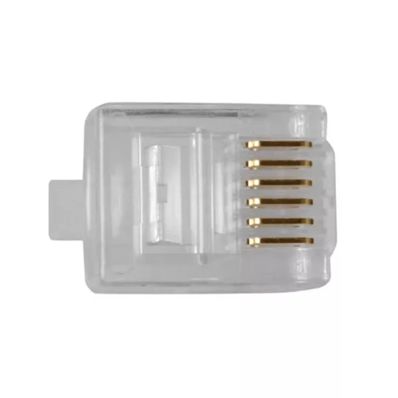 ACT RJ12 (6P/6C) modulaire connector voor ronde kabel met soepele aders
