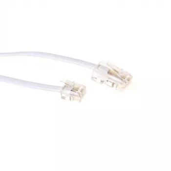 ACT witte platte telefoonkabel van 2 meter met RJ11- en RJ45-stekkers