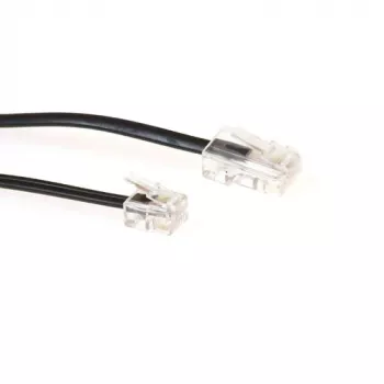 ACT zwarte platte telefoonkabel van 3 meter met RJ11- en RJ45-stekkers