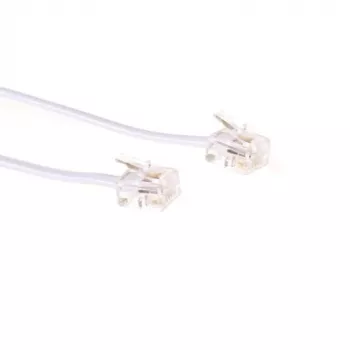 ACT witte platte telefoonkabel van 1 meter met RJ11-stekkers