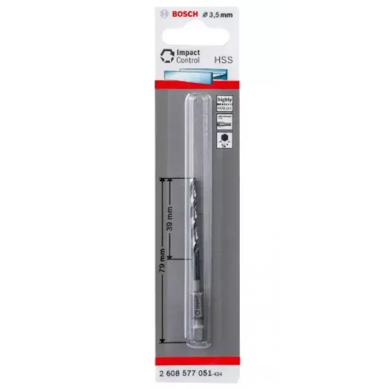 Bosch 2608577051 Metaalspiraalboor 3,5 mm, totale lengte 79 mm