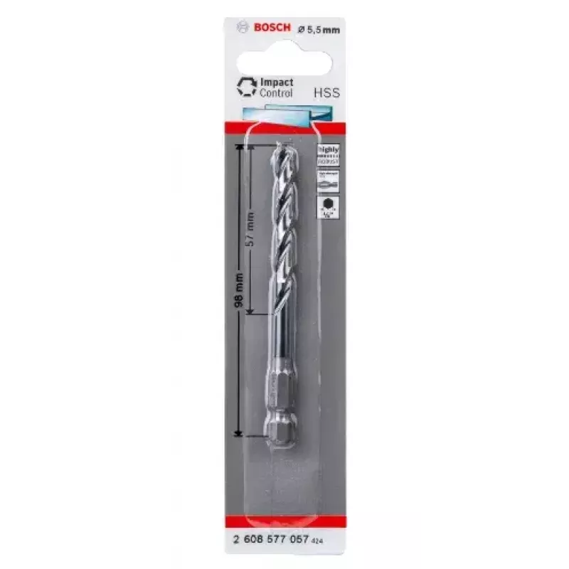 Bosch 2608577057 Metaalspiraalboor 5,5 mm, totale lengte 98 mm