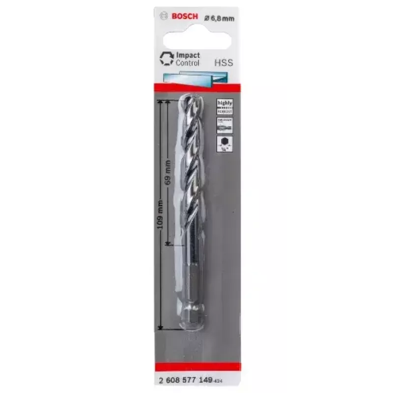 Bosch 2608577149 Metaalspiraalboor 6,8 mm, totale lengte 109 mm