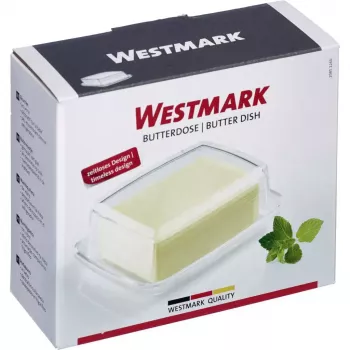 Boterdoos Westmark 20852260, rechthoekig glas, 143×118×55 mm, transparant