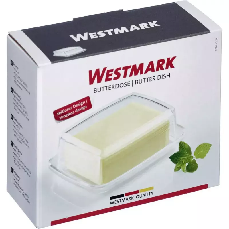 Boterdoos Westmark 20852260, rechthoekig glas, 143×118×55 mm, transparant