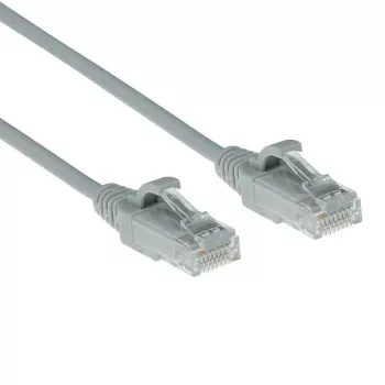ACT Grijs 10 meter LSZH U/UTP CAT6 datacenter slimline patchkabel met trekontlasting en RJ45-stekkers