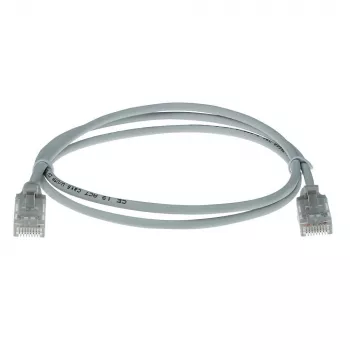 ACT Grijs 10 meter LSZH U/UTP CAT6 datacenter slimline patchkabel met trekontlasting en RJ45-stekkers