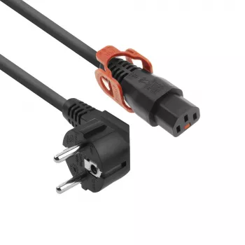 ACT stroomkabel CEE 7/7 stekker (haaks) - C13 IEC Lock+ zwart 1 m, EL341S