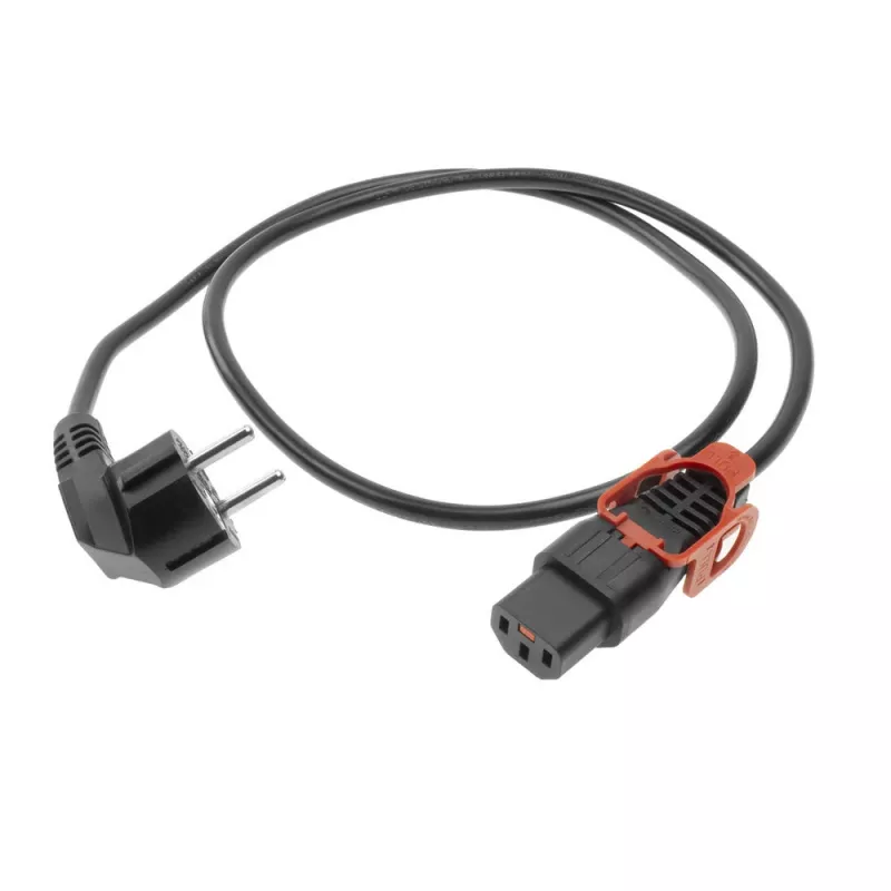ACT stroomkabel CEE 7/7 stekker (haaks) - C13 IEC Lock+ zwart 1 m, EL341S