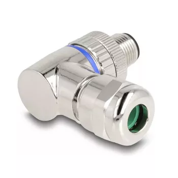 DeLOCK M12 connector A-gecodeerd 3-polig stekker 90° haaks metaal