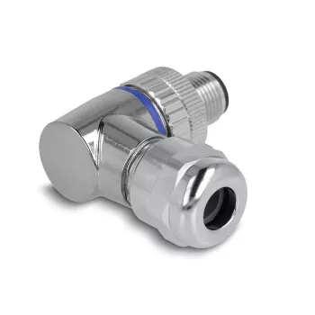 DeLOCK M12 connector A-gecodeerd 4-polig stekker 90° haaks metaal