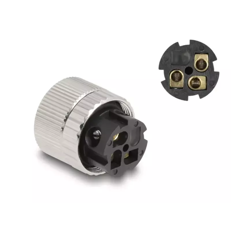 DeLOCK M12 connector A-gecodeerd 3-polig bus 90° haaks metaal