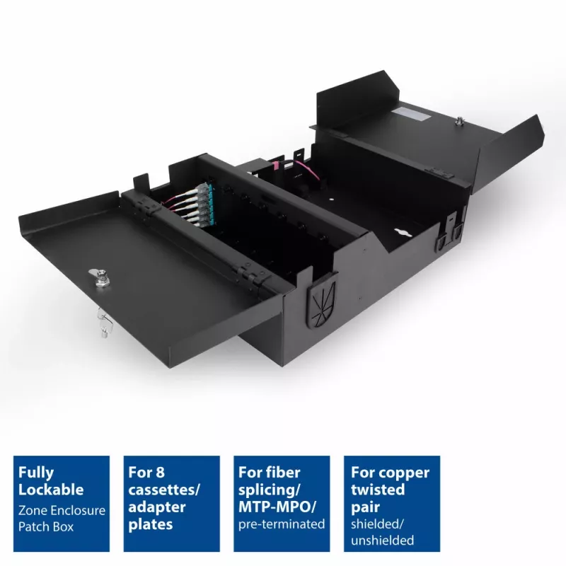 ACT afsluitbare zonebehuizing patch box 8 slots voor glasvezel en koper