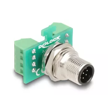 DeLOCK M12 transfermodule-adapter 8-polig A-gecodeerd stekker naar 9-polige klemmenstrook