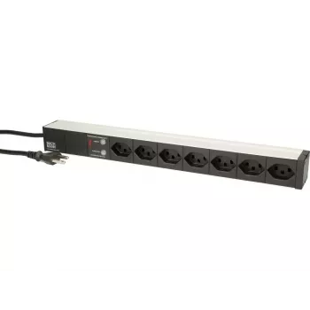 Stroomverdeeleenheid Max Hauri AG 107750 7 AC-stopcontacten 1U zwart zilver