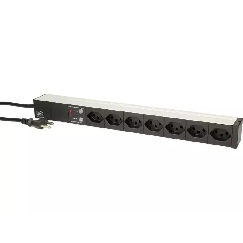 Stroomverdeeleenheid Max Hauri AG 107750 7 AC-stopcontacten 1U zwart zilver