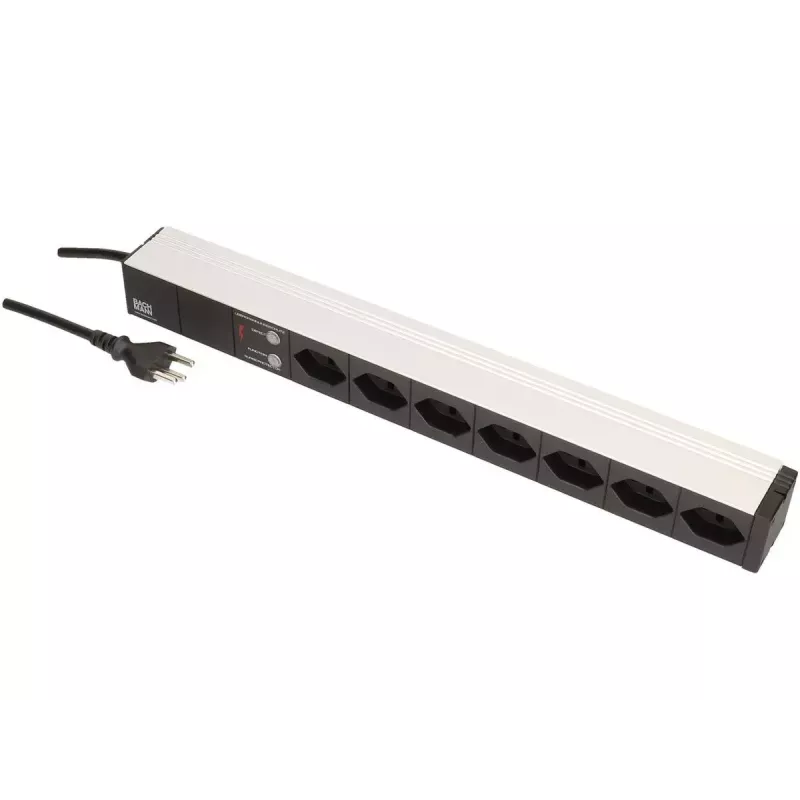 Stroomverdeeleenheid Max Hauri AG 107750 7 AC-stopcontacten 1U zwart zilver