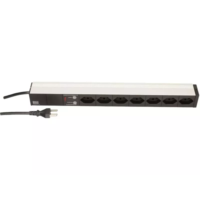 Stroomverdeeleenheid Max Hauri AG 107750 7 AC-stopcontacten 1U zwart zilver