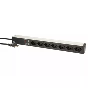 Stroomverdeeleenheid Max Hauri AG 107750 7 AC-stopcontacten 1U zwart zilver