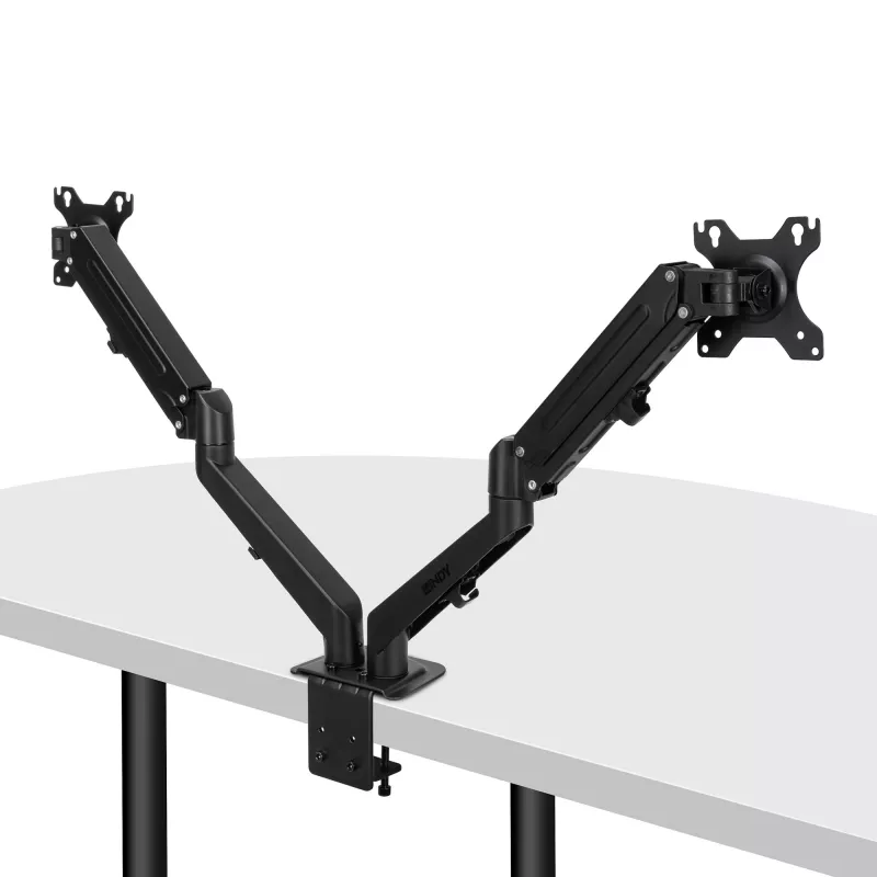 Lindy 40708 Dual Mount bureau-gasveerarm, zwart