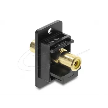 Keystone-module DELOCK 91113 met cinch-naar-cinch-bussen, platte uitvoering, zwart/geel