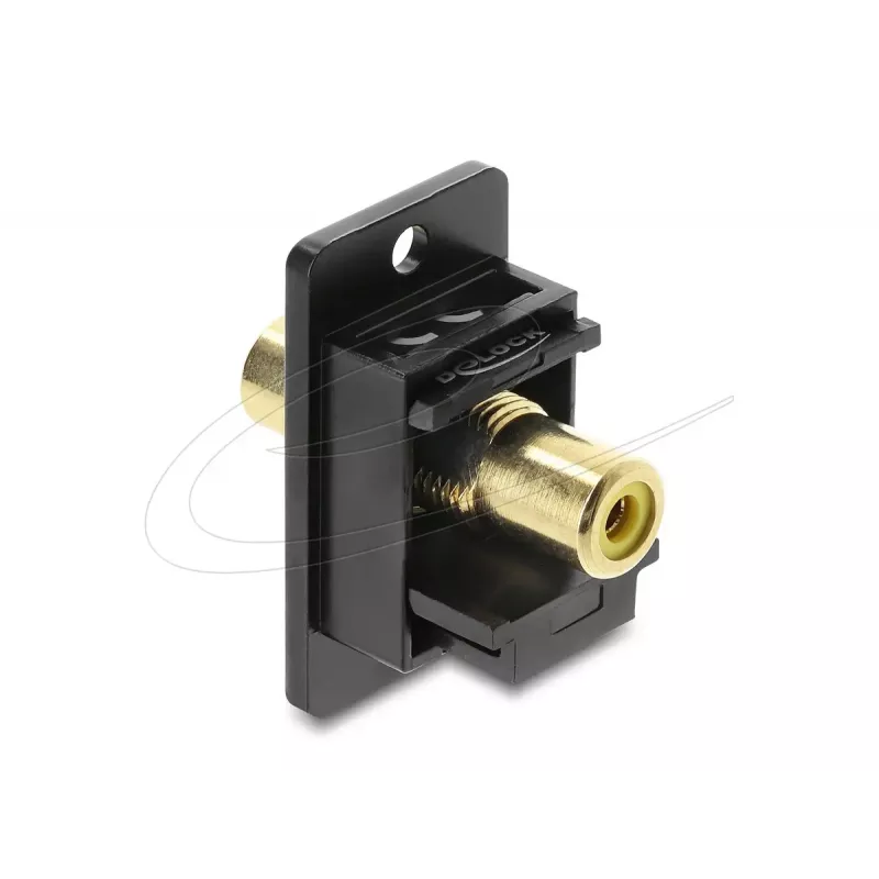 Keystone-module DELOCK 91113 met cinch-naar-cinch-bussen, platte uitvoering, zwart/geel