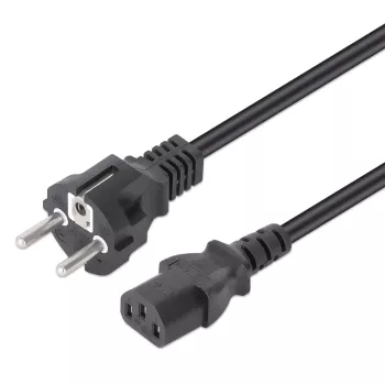 Manhattan netkabel, eurostekker 2-polig (CEE 7/4 Schuko) naar C13 bus (kaltgerätestecker), 3 m, 10 A, zwart, levenslange garantie