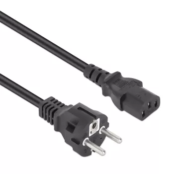 Manhattan netkabel, eurostekker 2-polig (CEE 7/4 Schuko) naar C13 bus (kaltgerätestecker), 3 m, 10 A, zwart, levenslange garantie