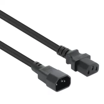 Manhattan stroomkabel, C14 stekker naar C13 bus (kaltgerätekabel), monitor naar CPU, 5m, 10A, zwart, kabel, levenslange garantie