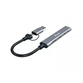 USB 3.2 Gen 1 4-poorts hub EQUIP — 3× USB-C + 1× USB-A, 5 Gbit/s, aluminium, grijs