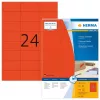 Etiketten HERMA kleur A4 70x37 mm rood papier mat 2400 stuks