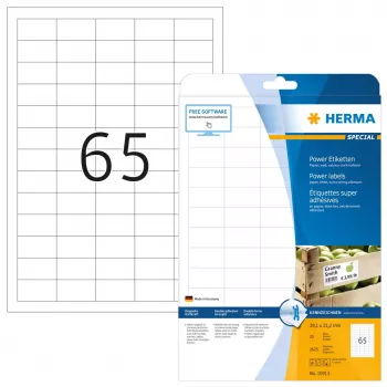 Etiketten HERMA A4 38,1x21,2 mm wit extra sterk hechtend 1625 stuks