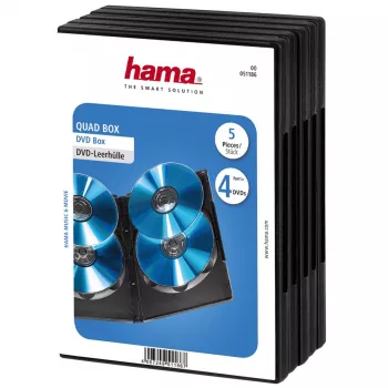 Hama DVD Quad Box, zwart, 5-pack, 4 discs