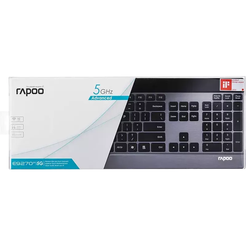 Toetsenbord Rapoo E9270P RF draadloos QWERTZ Duits zwart zilver
