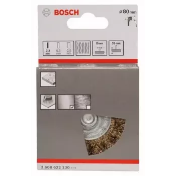 Bosch 2 608 622 130 komborstel, gegolfde messingkleurig gecoate draad, 80 mm, 6 mm schacht