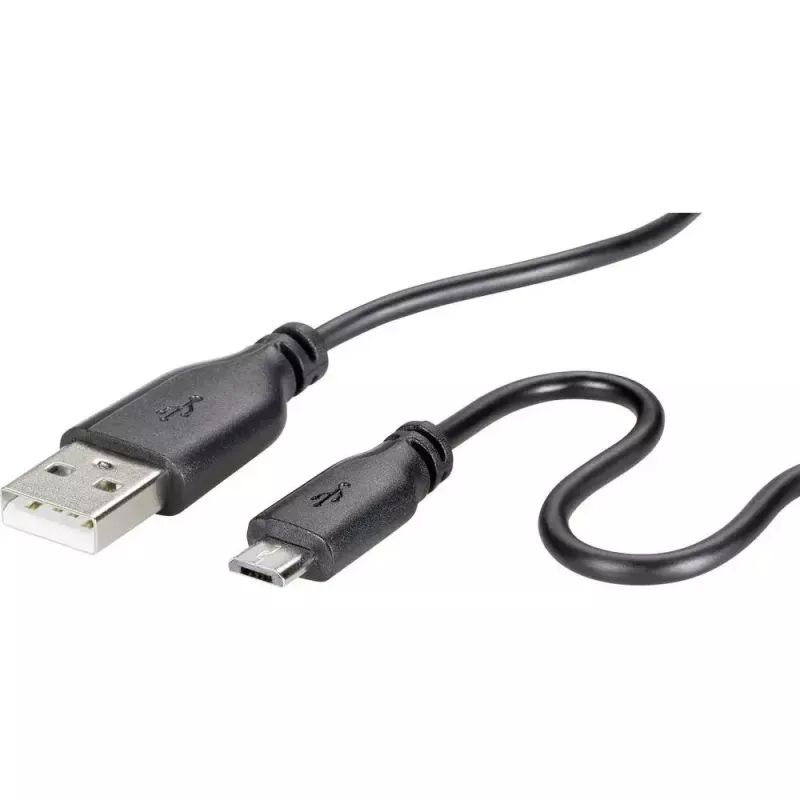 USB 2.0 datakabel Renkforce RF-4032111, USB A naar Micro-USB B, 1 m, zwart