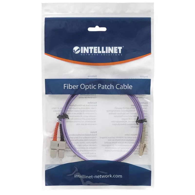 Intellinet 751186 glasvezel patchkabel, LC/SC multimode, 20 m, OM4, 50/125 µm, LSZH, paars